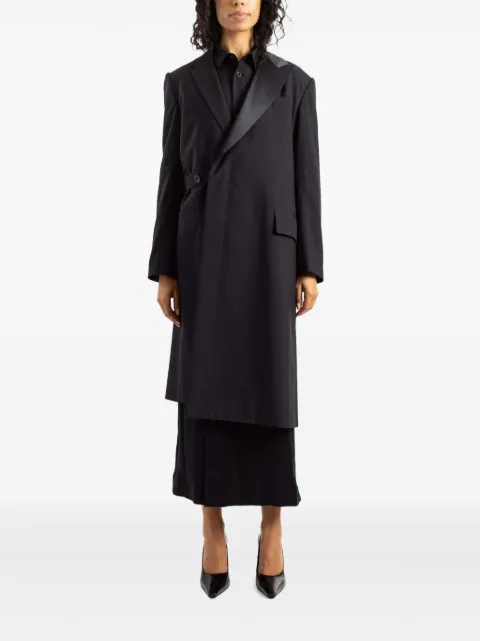 sacai satin-lapel belted coat