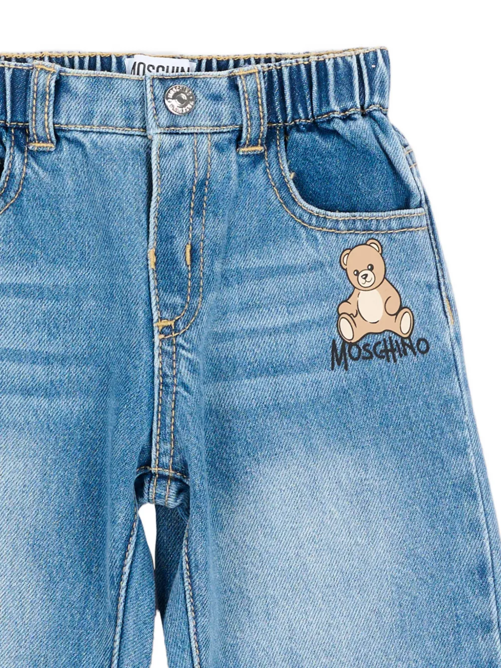 Moschino Kids logo-print jeans Blauw