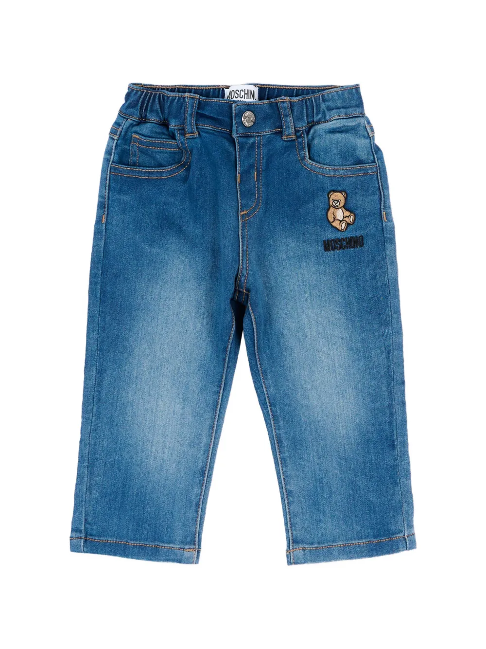 Moschino Kids logo-patch jeans - Blu