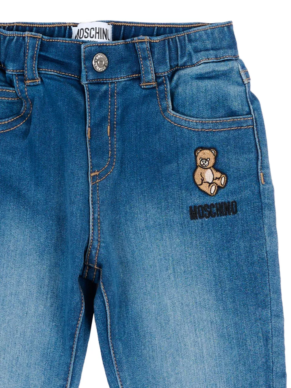 Moschino Kids Jeans met logopatch Blauw