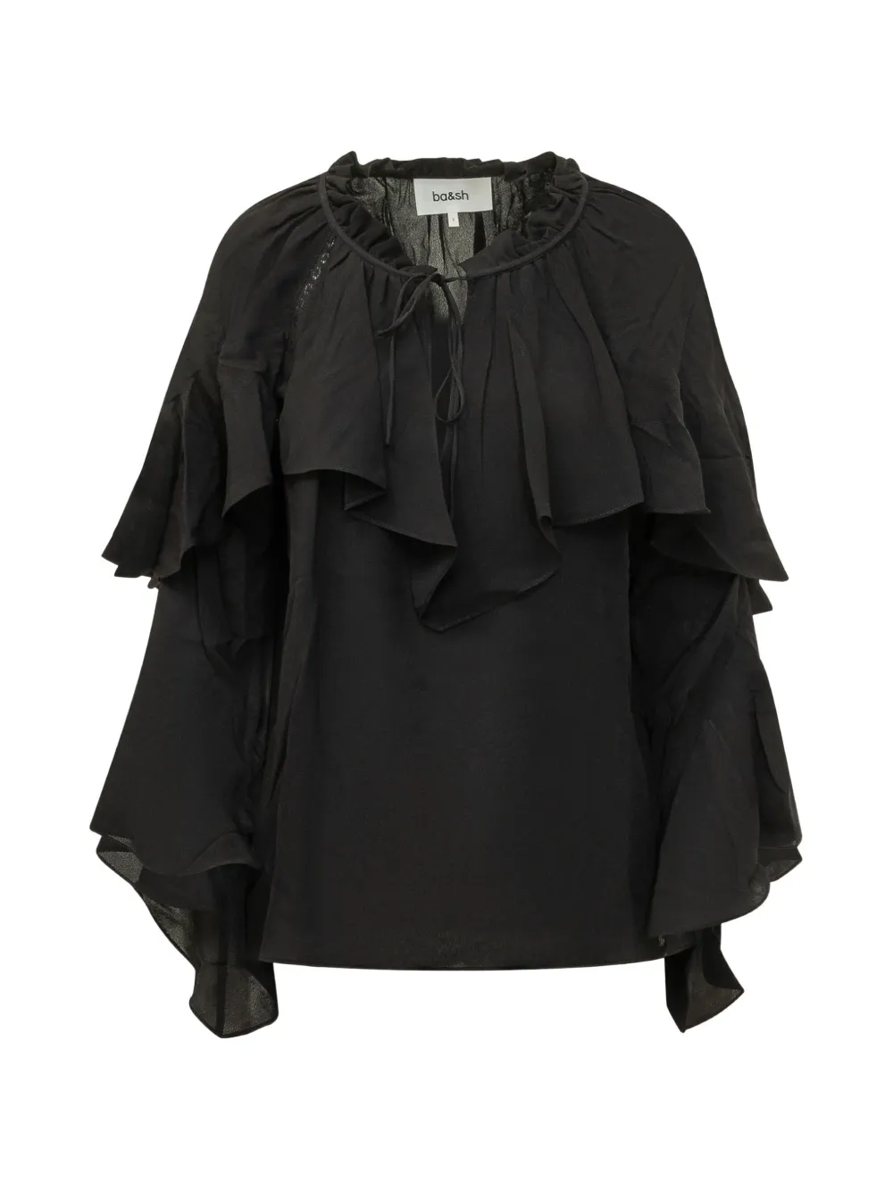 Ba&Sh Betty ruffled V-neck blouse Zwart