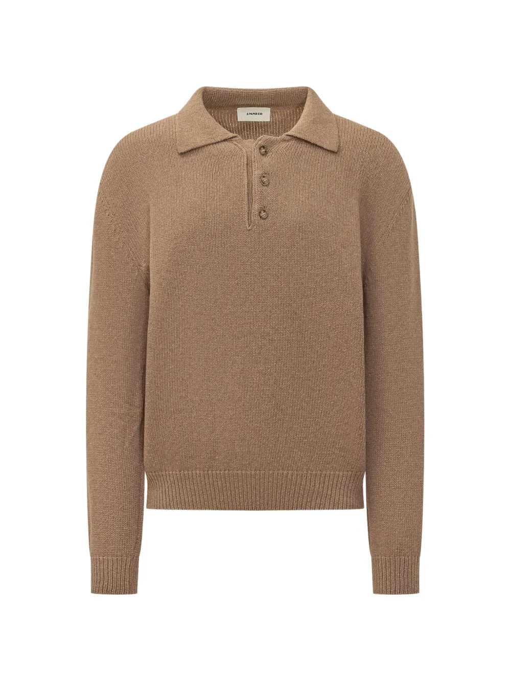A Paper Kid knitted polo shirt - Marrone