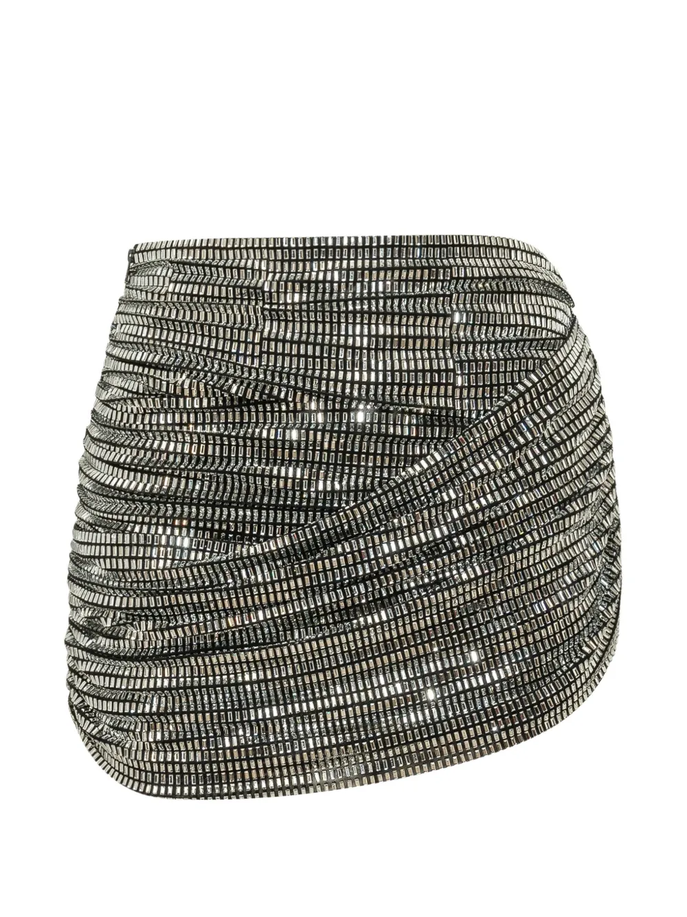 Self-Portrait crystal-embellished ruched mini skirt Zilver
