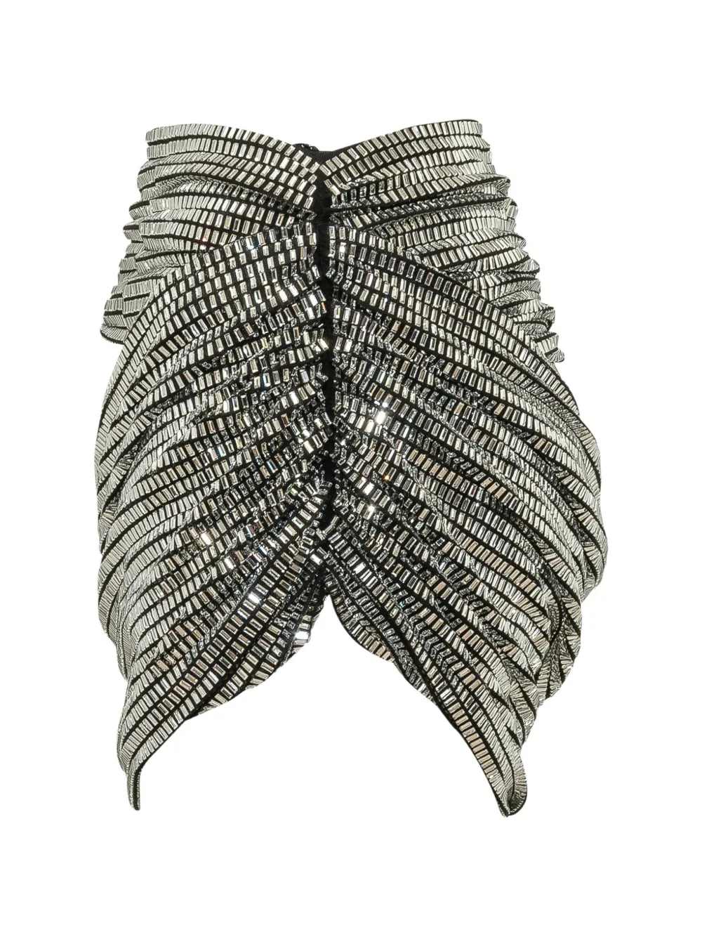 Self-Portrait crystal-embellished ruched mini skirt Zilver