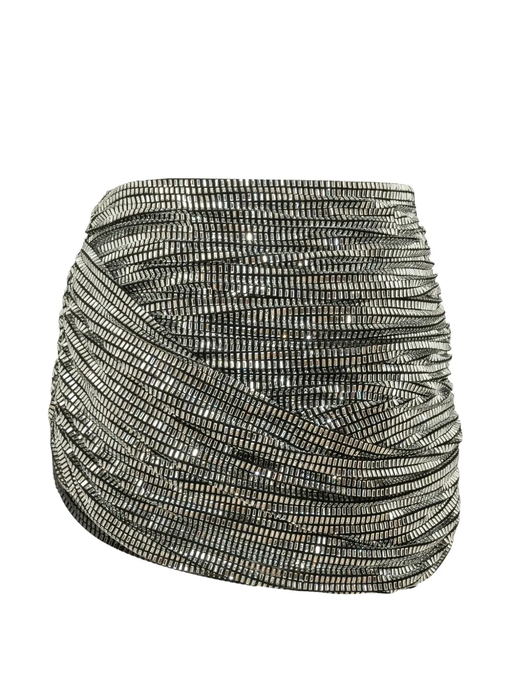 Self-Portrait crystal-embellished ruched mini skirt Zilver