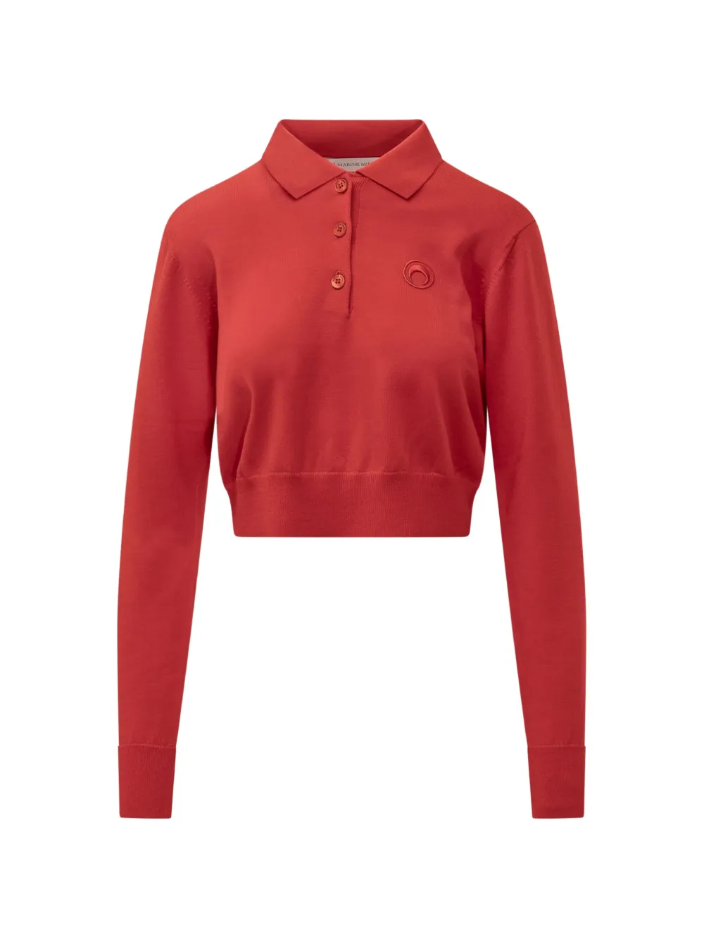 Marine Serre merinos knit long sleeves polo - Red