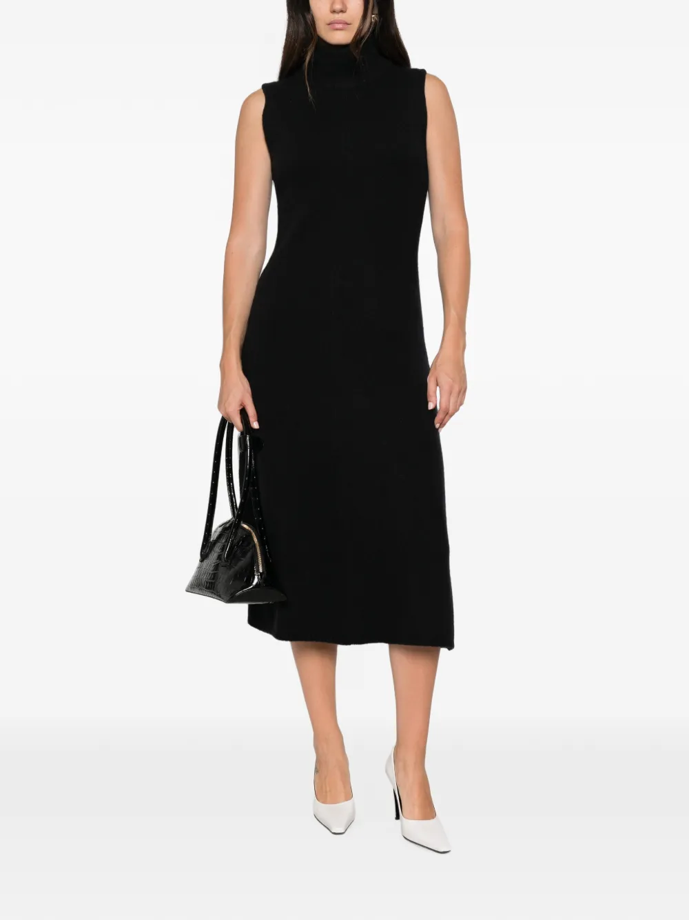 Magda Butrym High-neck Sleeveless Midi Dress in Black, view 2