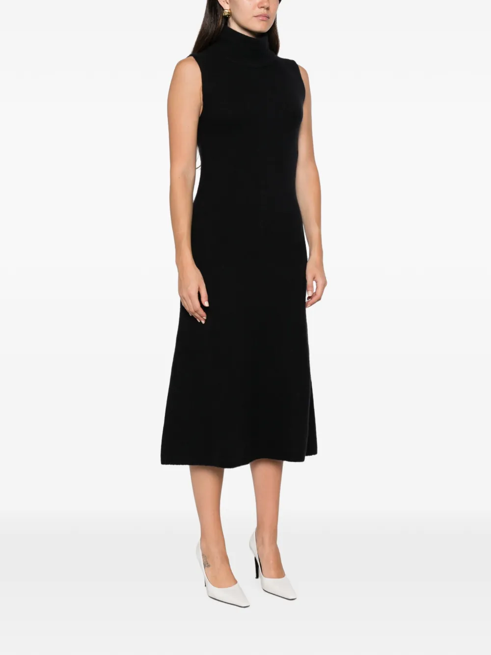 Magda Butrym High-neck Sleeveless Midi Dress in Black, view 3