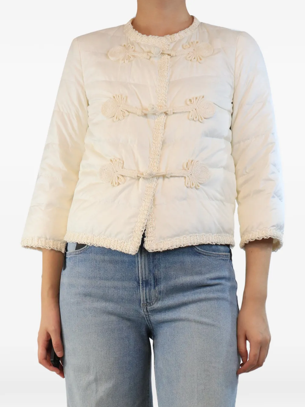 Ermanno Scervino Vintage Steppjacke mit Raffiabast-Besatz - Nude