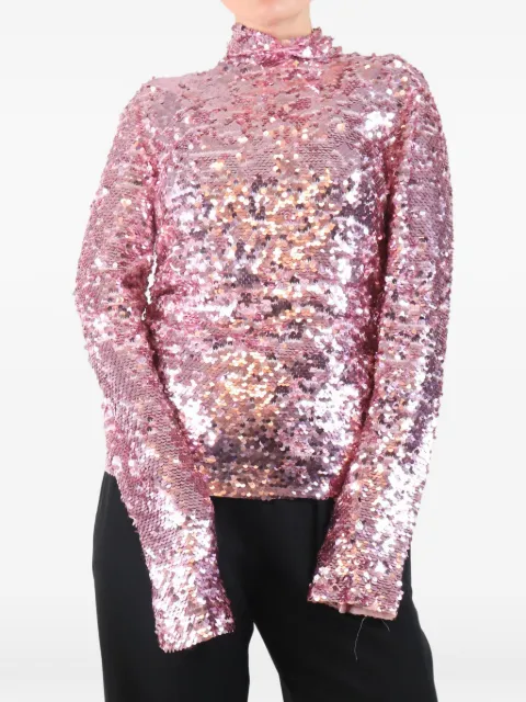 MSGM sequin long-sleeved high-neck blouse