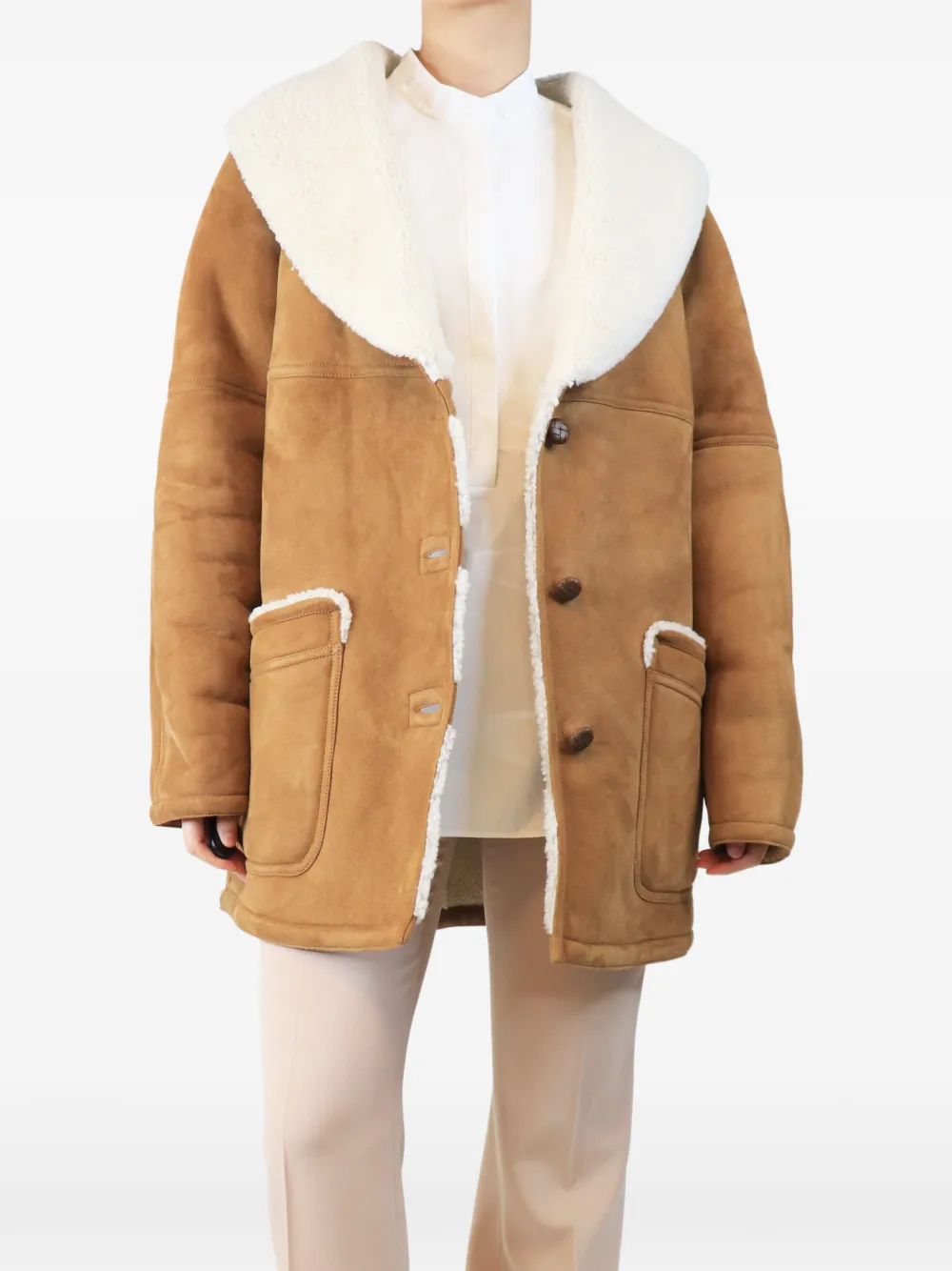 Giuliva Heritage manteau à bords en peau lainée - Tons neutres Giuliva Heritage manteau à bords en peau lainée - Tons neutres