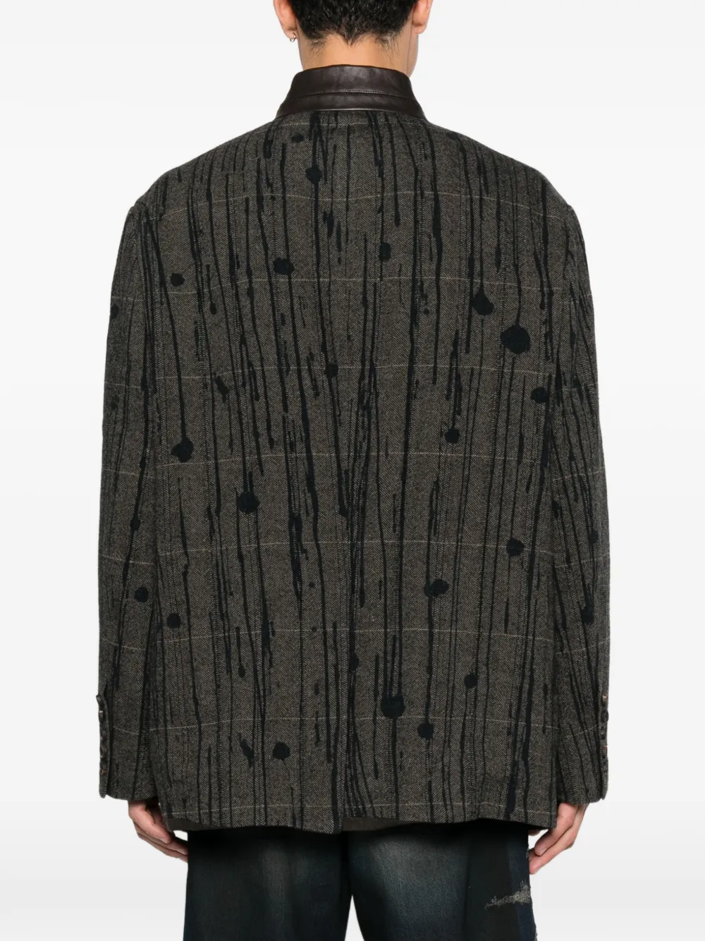 Ziggy Chen Geruite blazer met verfspatten Grijs