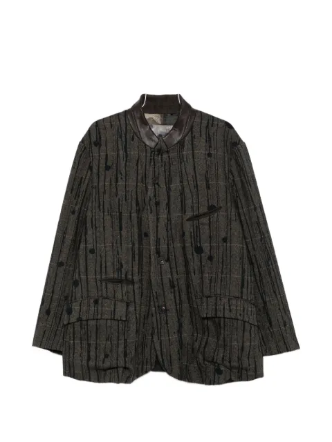 Ziggy Chen check paint-splatter blazer