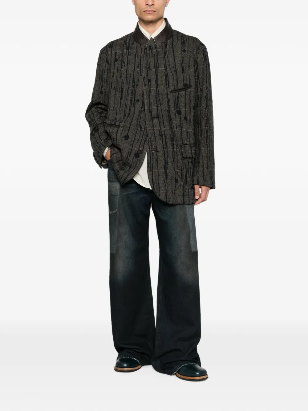 Ziggy Chen Geruite blazer met verfspatten Grijs