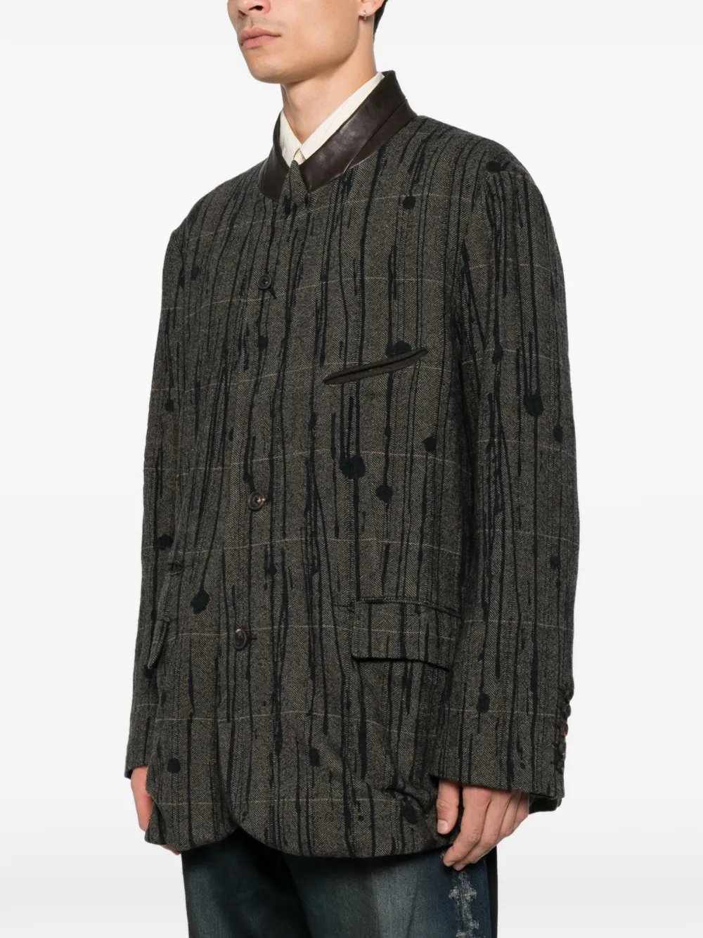 Ziggy Chen Geruite blazer met verfspatten Grijs