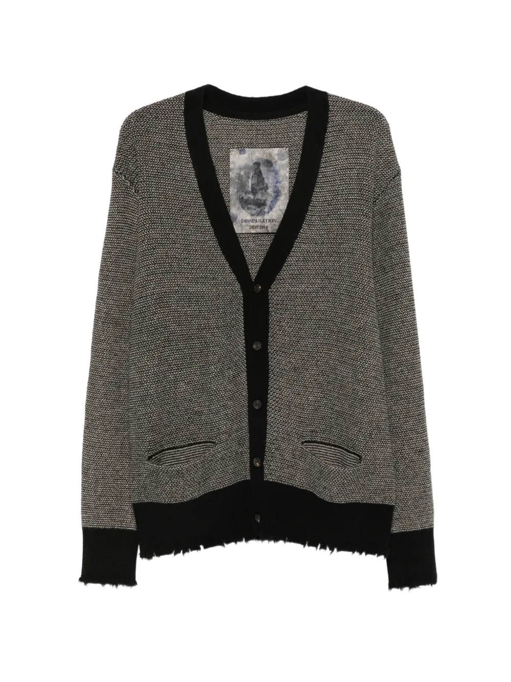 Ziggy Chen distressed-effect knitted cardigan - Grigio