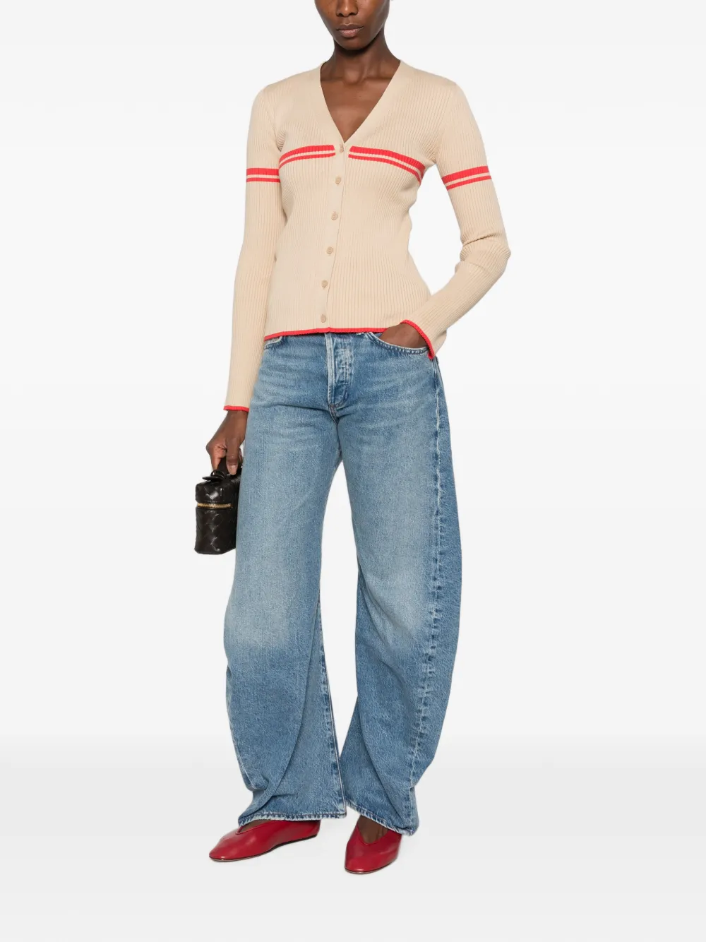 Axel Arigato Fleur ribgebreid gestreept vest Beige