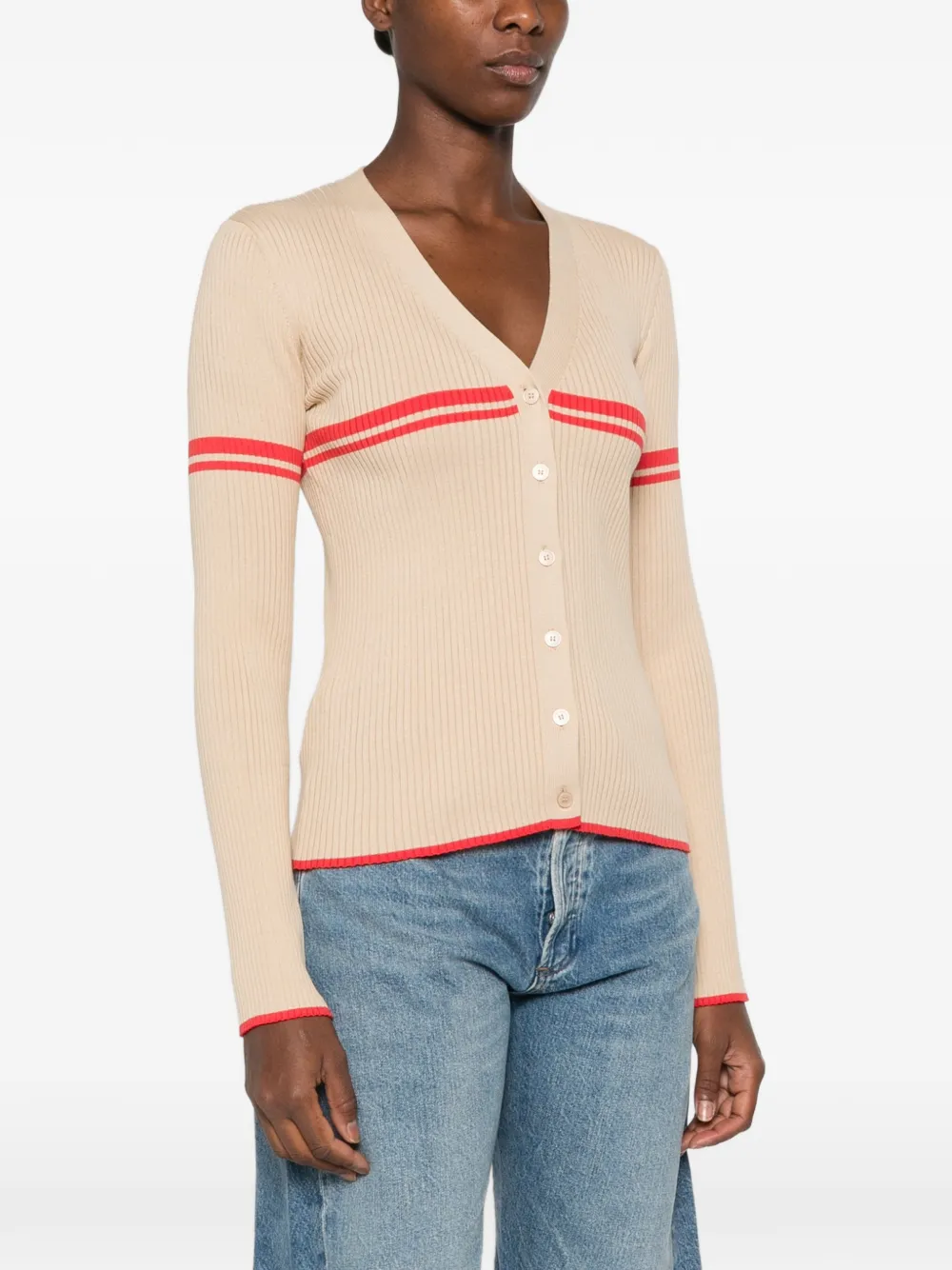 Axel Arigato Fleur ribgebreid gestreept vest Beige