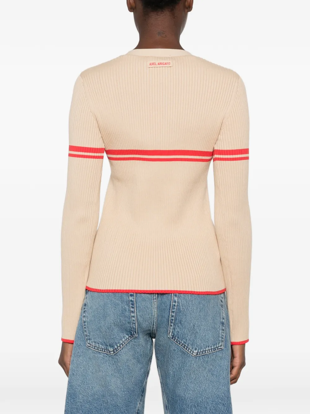 Axel Arigato Fleur ribgebreid gestreept vest Beige