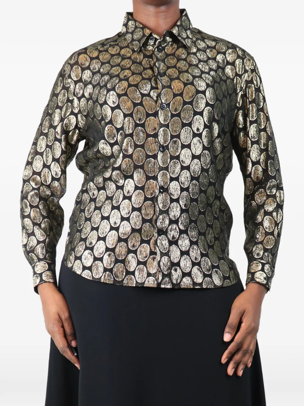 Saint Laurent Pre-Owned chemise à imprimé ovale métallisée - Noir Saint Laurent Pre-Owned chemise à imprimé ovale métallisée - Noir