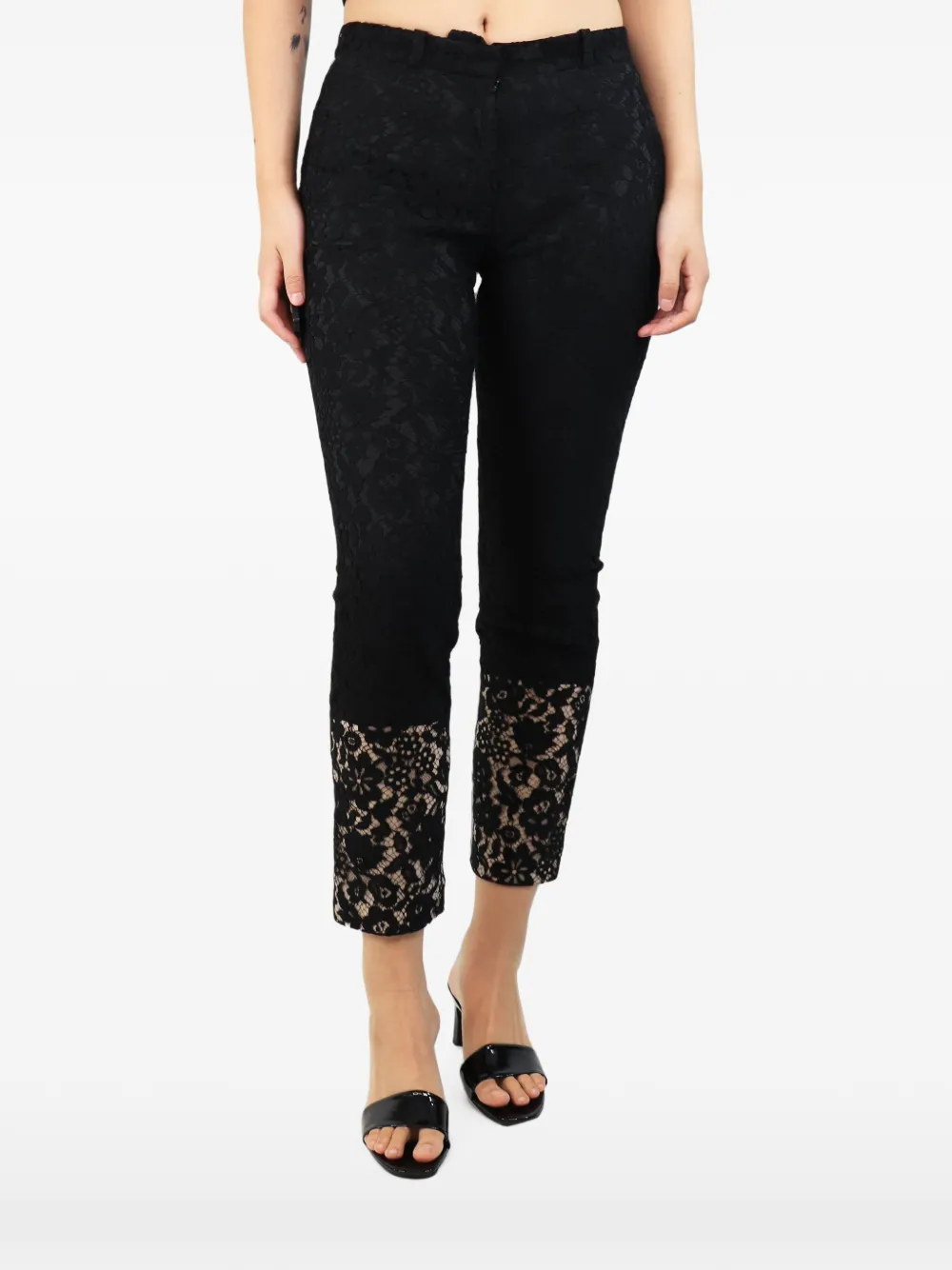 JOSEPH Pantaloni crop slim in pizzo - Nero