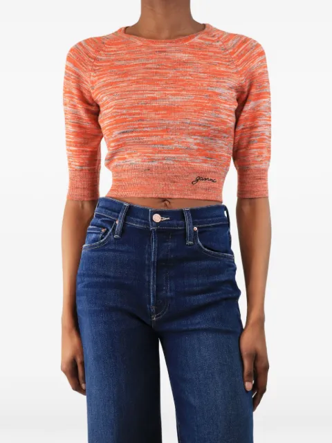 GANNI intarsia-knit cropped top