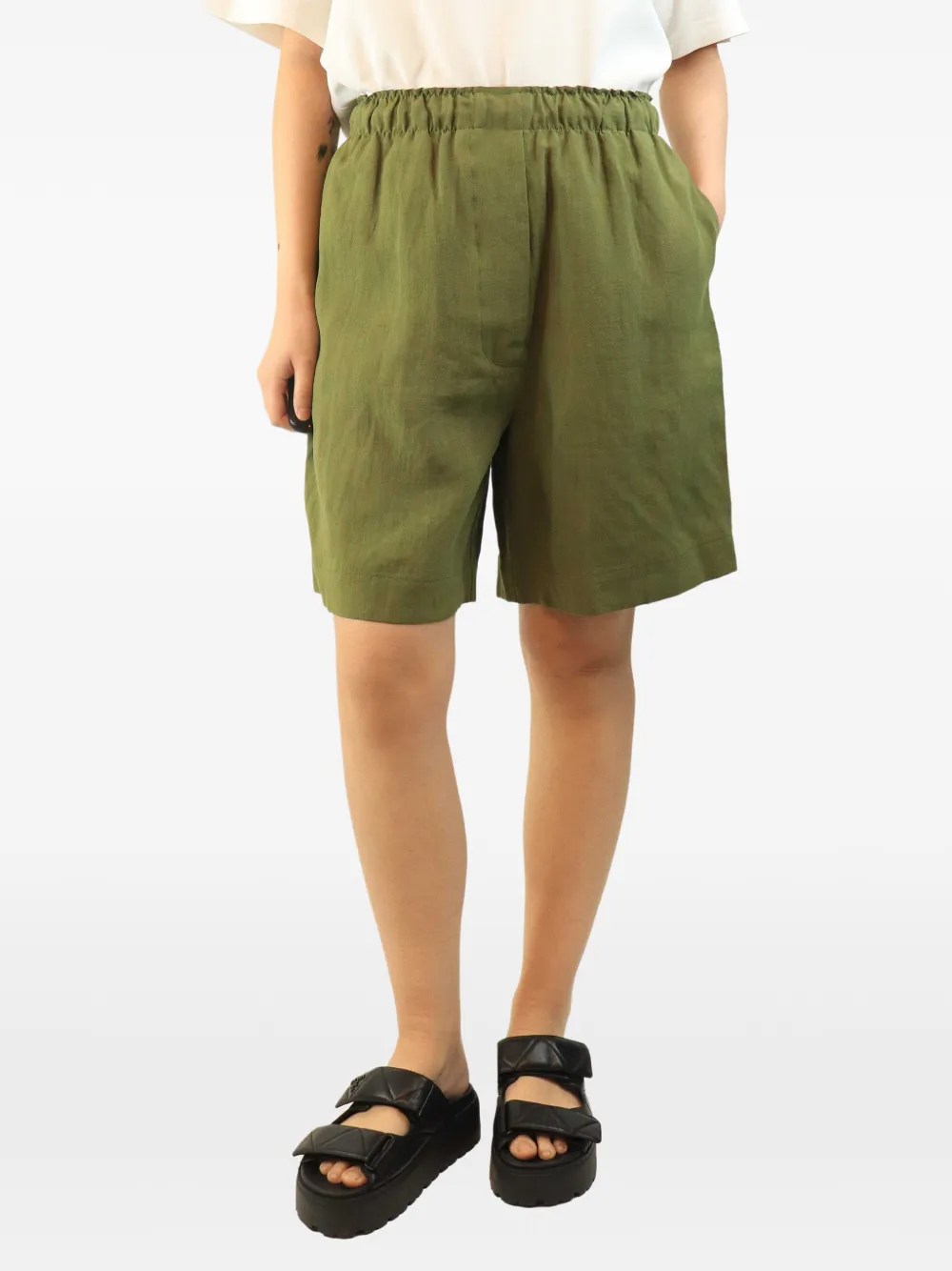 Margaret Howell short en lin à taille élastiquée - Vert