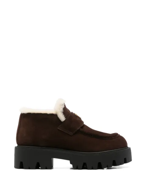 Prada Stride shearling-trim ankle boots