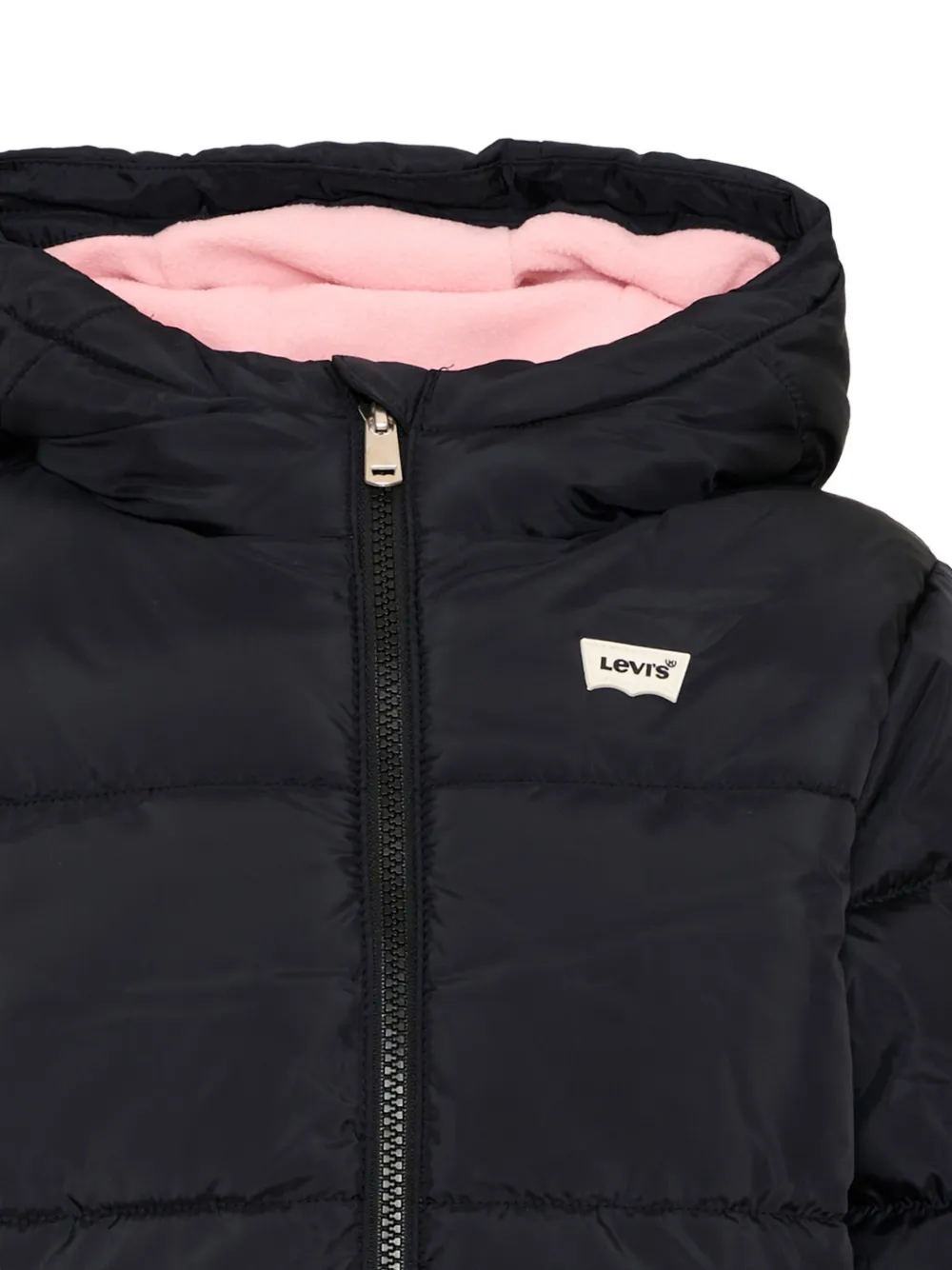 Levi's Kids logo-patch puffer jacket Zwart