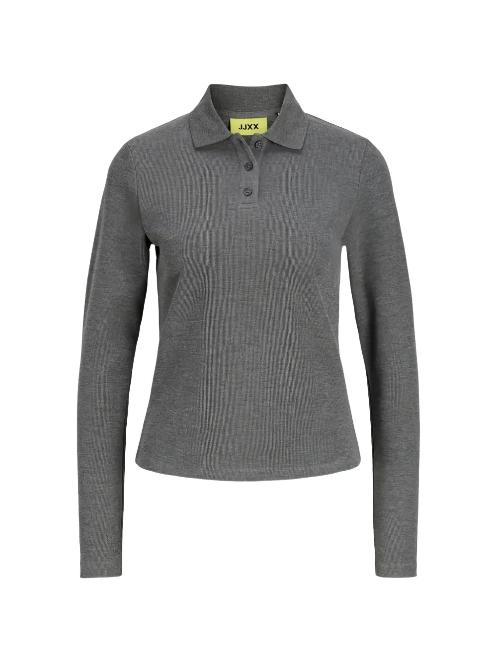 JJXX JXOLIVIA long-sleeve ribbed polo shirt - Grigio