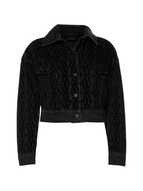 Armani Exchange monogram-pattern cropped denim jacket
