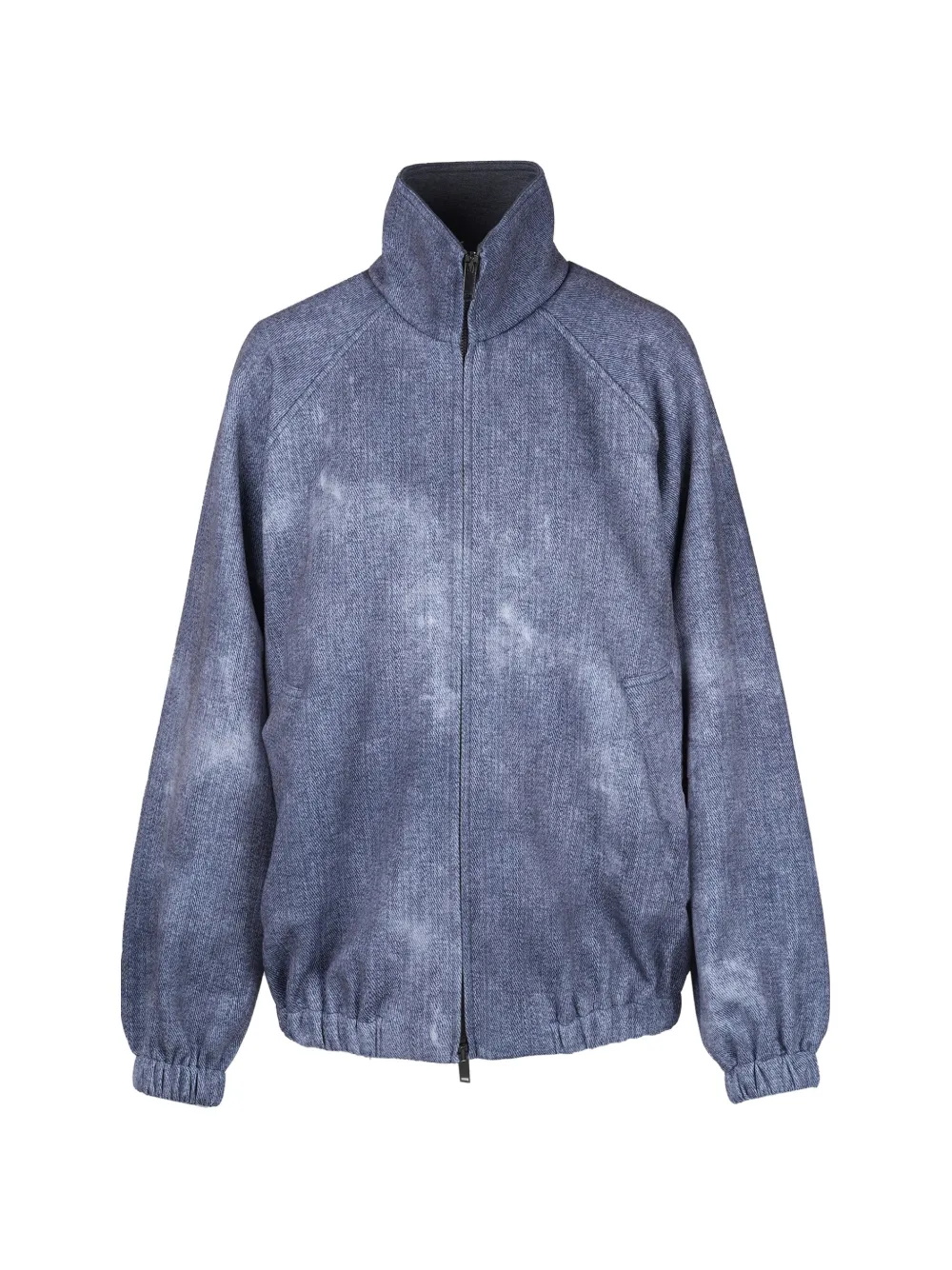 8pm Pinehills-a Faded-effect High-neck Denim Jacket In Blue