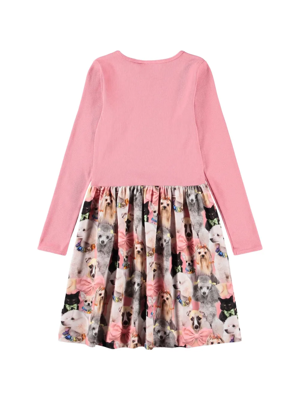 Molo Geribbelde jurk met honden-print Roze