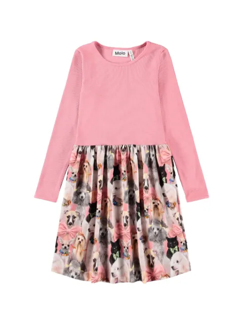 Molo ribbed dog-print dress