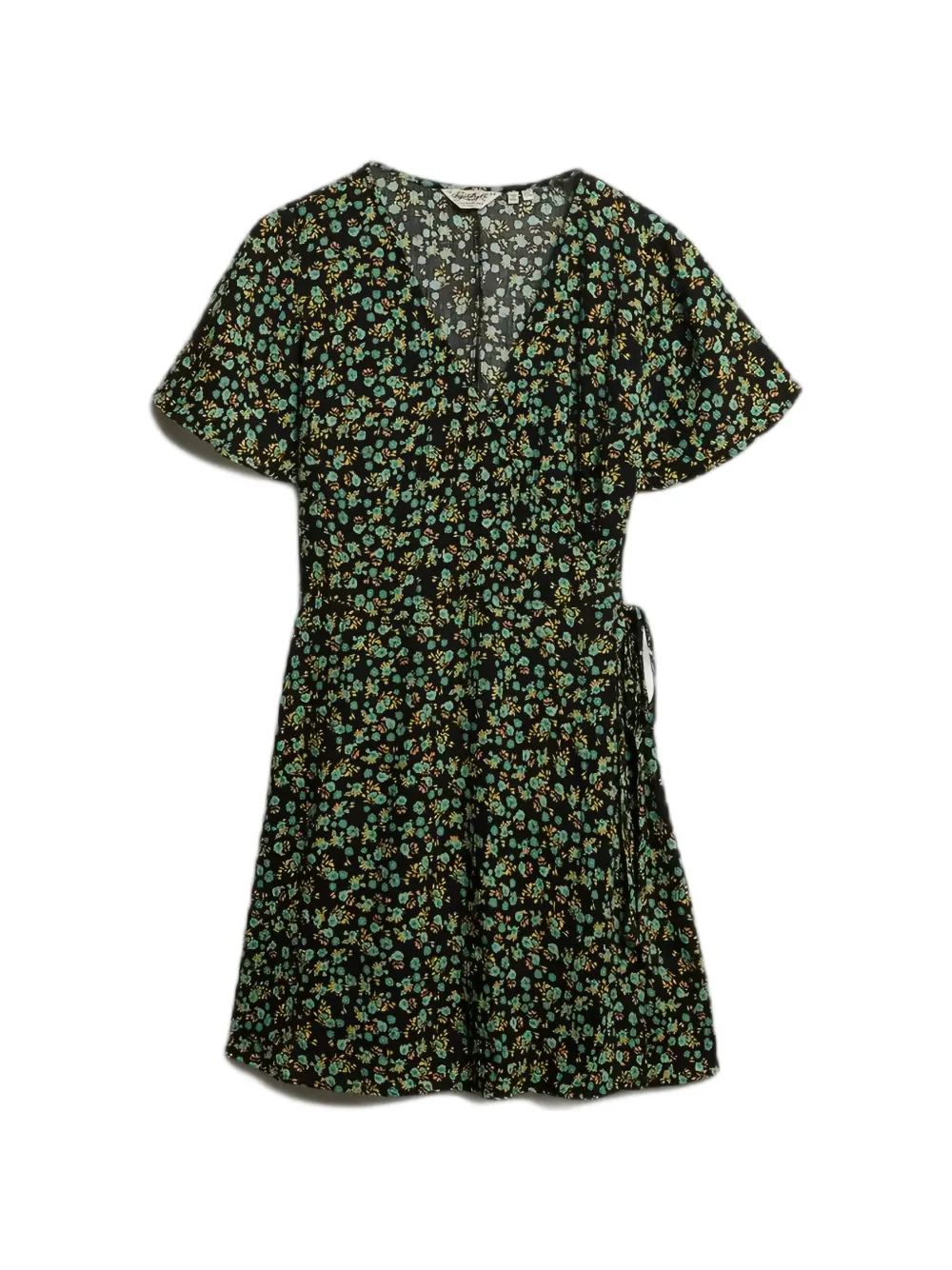 Superdry mini floral-print wrap dress - Nero
