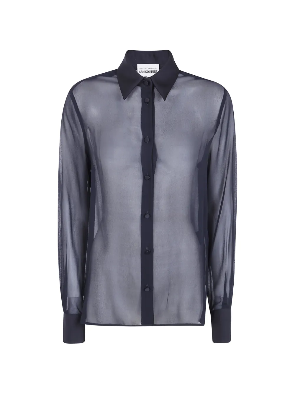 Semicouture chemise Floelle boutonnée à effet de transparence - Noir Semicouture chemise Floelle boutonnée à effet de transparence - Noir