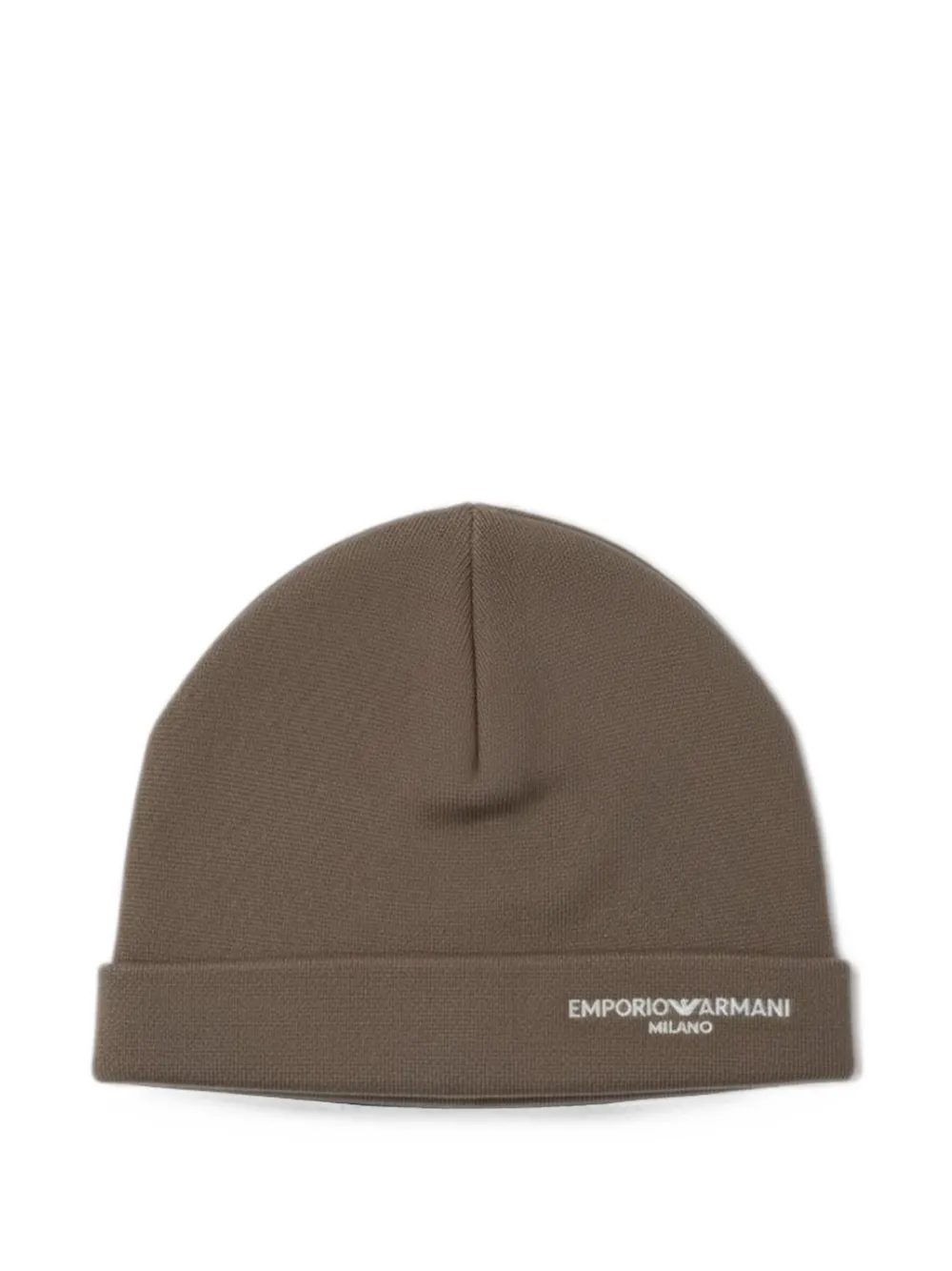 Emporio Armani Logo-embroidered Beanie Hat In Brown