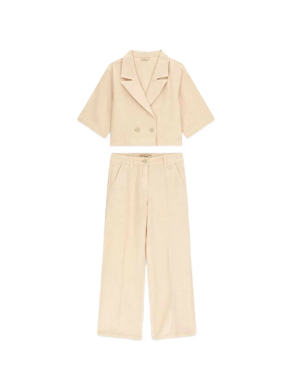 guess kids double-breasted short-sleeve trousers set - Toni neutri