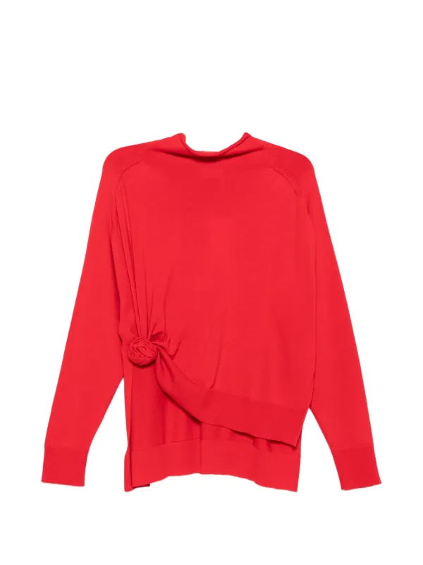 Magda Butrym Rosette-detail Asymmetric Sweater in Red