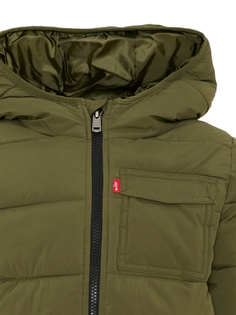 Levi's Kids quilted hooded jacket Groen