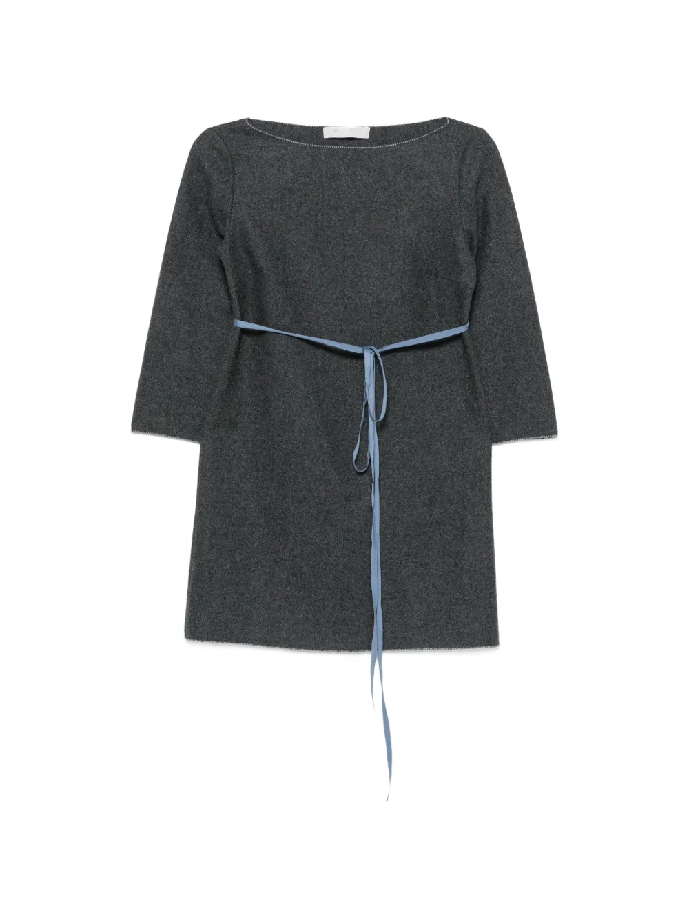 Miu Miu Pre-Owned robe courte ceinturée à encolure bateau (années 2000) - Gris
