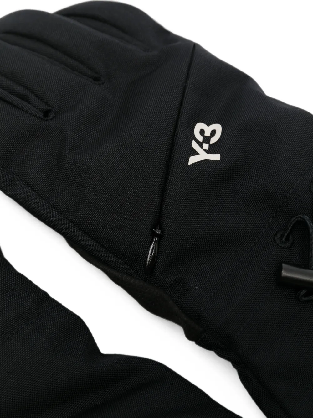 Y-3 logo-print zip-detail gloves Zwart