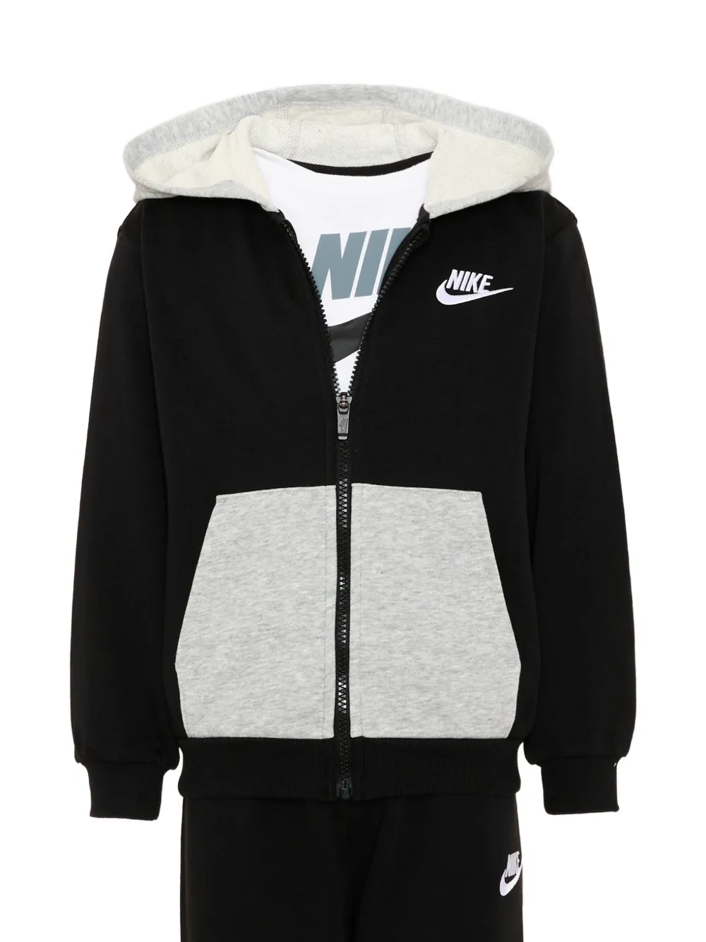 Nike Kids logo-print three-piece tracksuit Zwart
