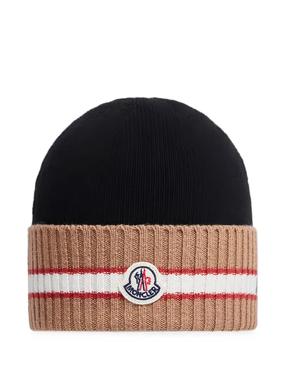 Moncler Enfant Gestreepte wollen muts Zwart