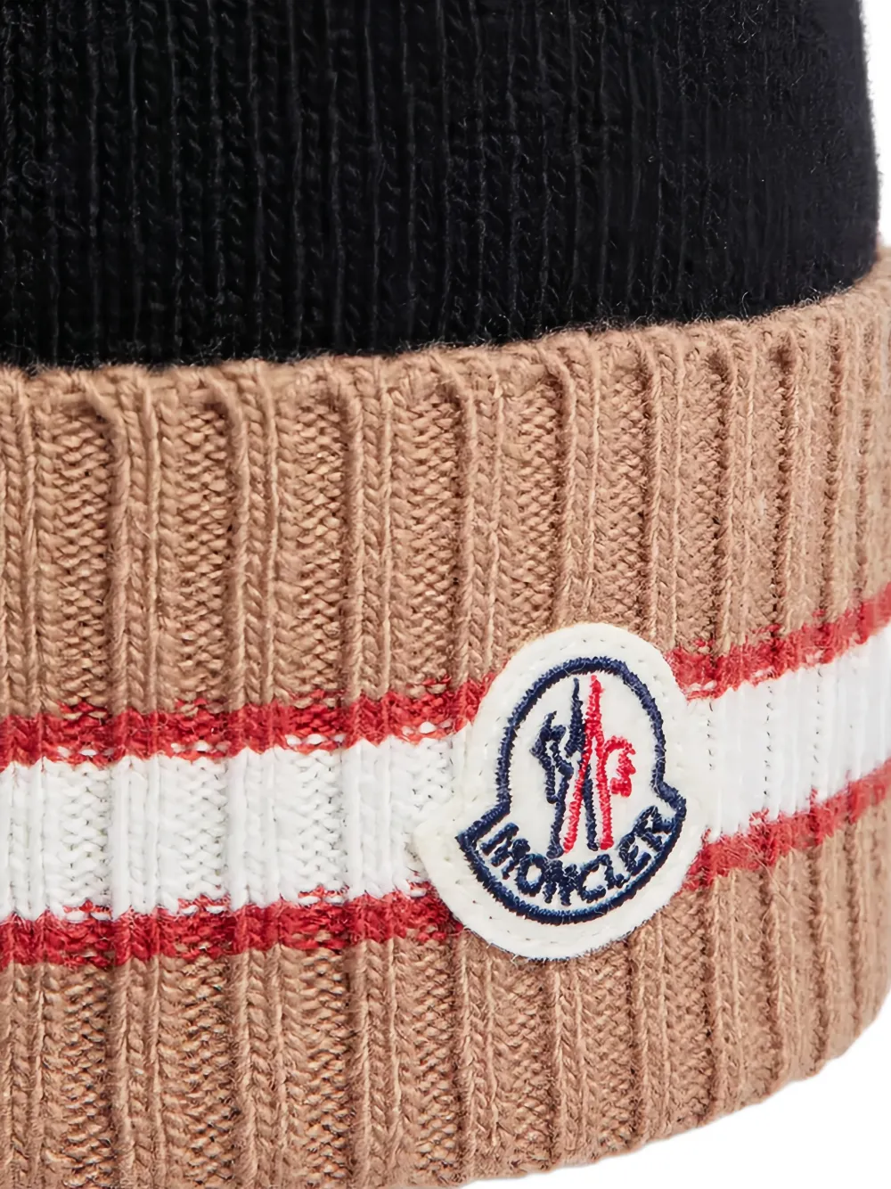 Moncler Enfant Gestreepte wollen muts Zwart