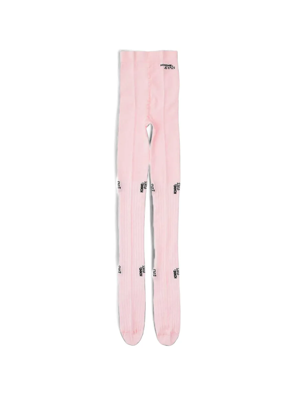 Hommegirls Logo-print Ribbed Tights In Pink