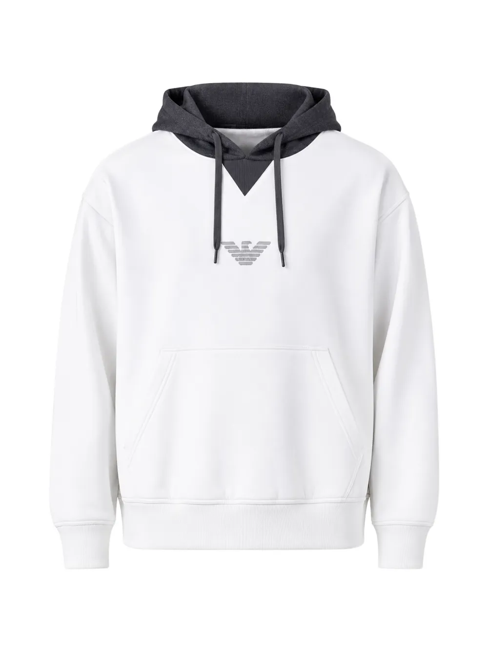 Emporio Armani logo-embroidered panelled hoodie · S