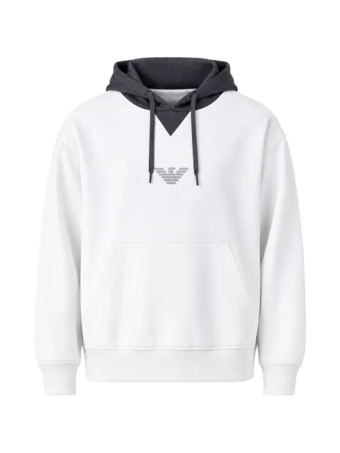 Emporio Armani logo-embroidered panelled hoodie