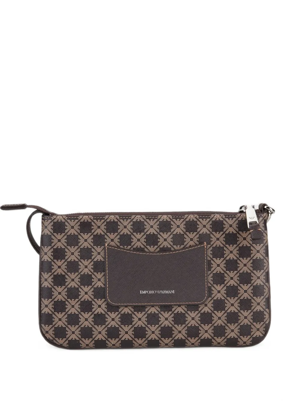 Emporio Armani Monogram-print Shoulder Bag In Brown