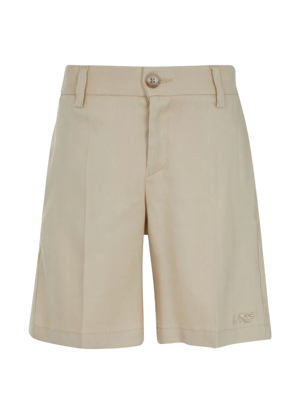 Emporio Armani Kids logo-embroidered pleated shorts - Toni neutri